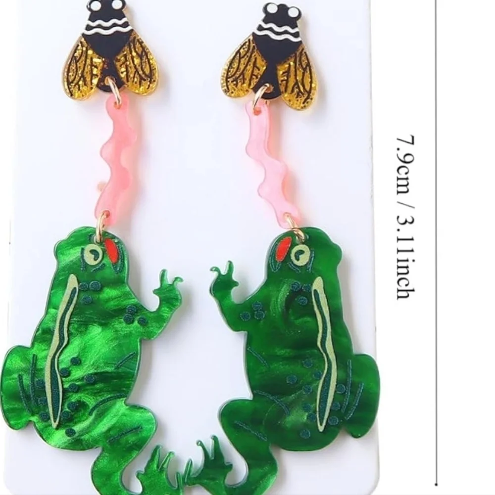 Cute Green Frog Earrings